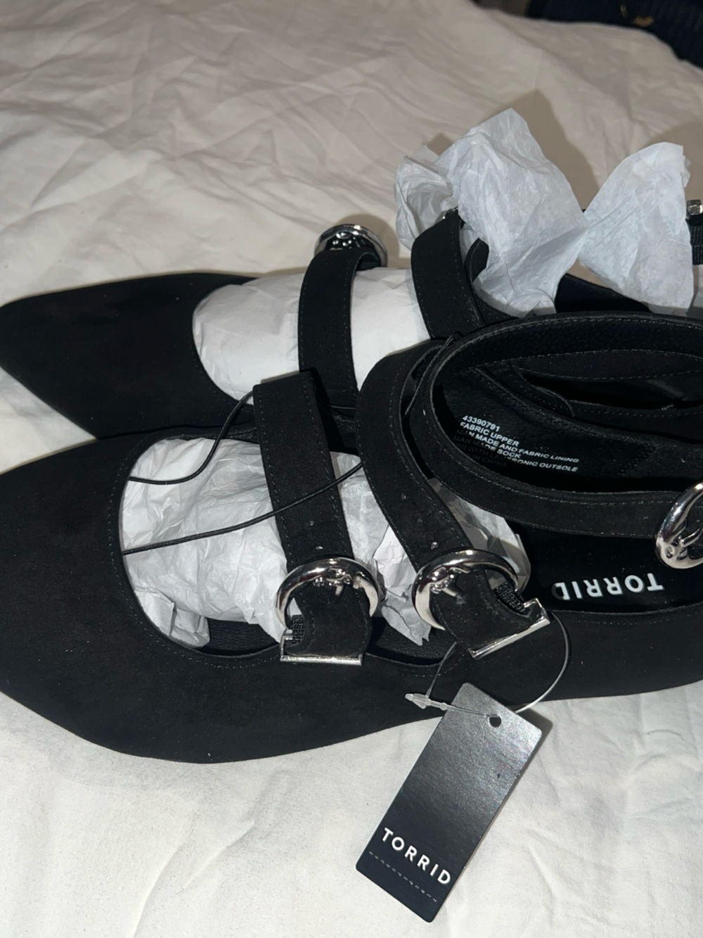 torrid Black Triple-Buckle Pointed Mary Jane Flats